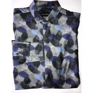 NWT $495 Emporio Armani Men's Gray and Blue Dress Shirt Size 37/14.5 V1CC2T